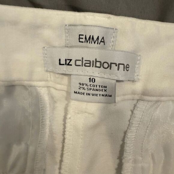 Liz Claiborne EMMA Cropped Trousers White Mid Rise Dressy or Casual Size 10 - Picture 7 of 12